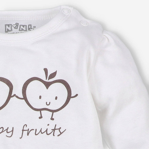 Bluzka z bawełny organicznej  Happy Apples Nini ecru  