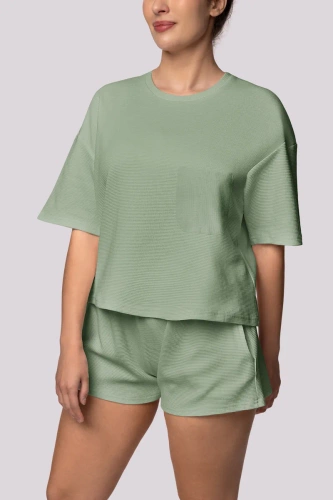 Piżama damska Cozy shortsleeve Mona zielony pistacjowy