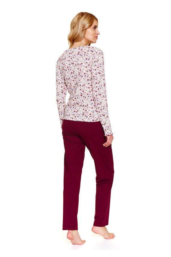 Doctor Nap 7307 – Piżama plus size rozpinana | 95% bawełna, długi rękaw - flores
