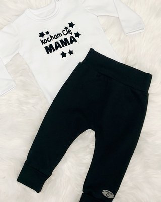 Body z długim rękawem "Kocham Cię Mama gwiazdki" Bambarillo biały
