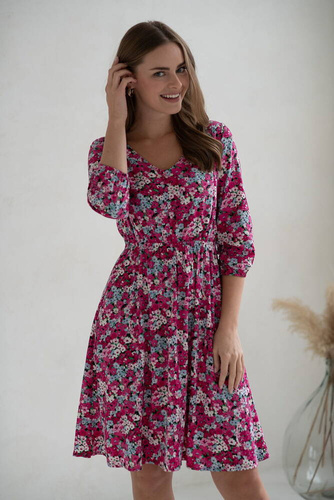 Sukienka ciążowa i do karmienia Lovely Dress Midi rękaw 3/4 Milk&Love w kwiatuszki