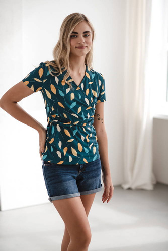 Bluzka do karmienia i ciążowa Milk Bar Milk&Love turkusowy w listki