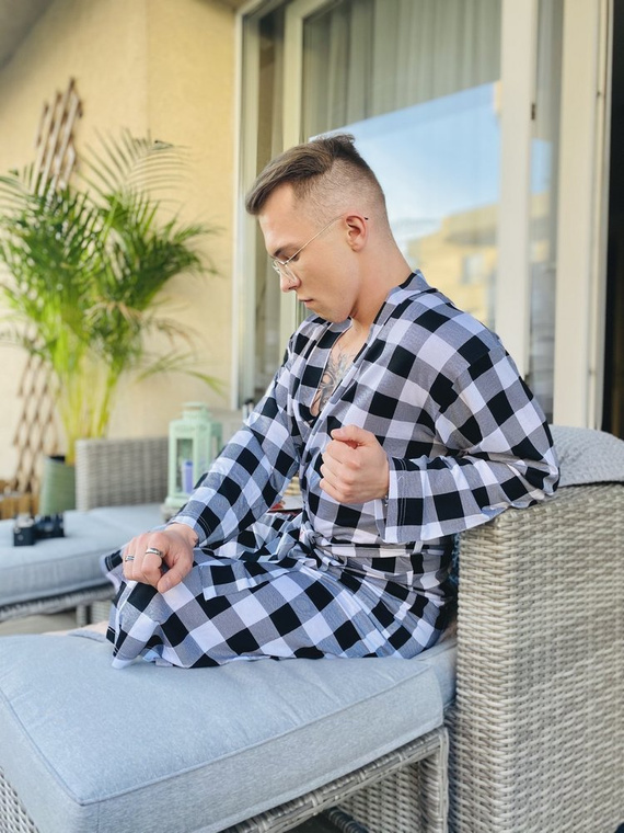 338 Krata Szlafrok męski/ damski De Lafense - czarny/biały