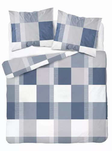 Pościel z mikrofibry krata 5038 A Detexpol niebieski