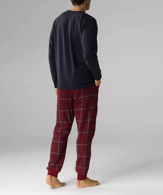 Piżama męska krótki rękaw,NMP-377 Atlantic- granatowy burgundowy