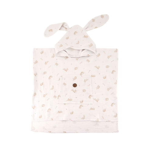 Muślinowe ponczo kąpielowe z kapturem dla dzieci Honey Bunny | 100% bawełna, szybkoschnące