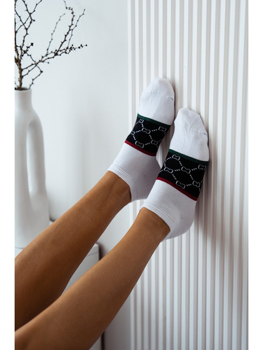 1146-005 CC z szerokim paskiem Stopki damskie Milena - biały