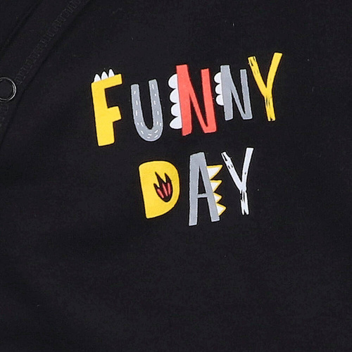 Body kopertowe z bawełny organicznej Alfabet Nini czarny