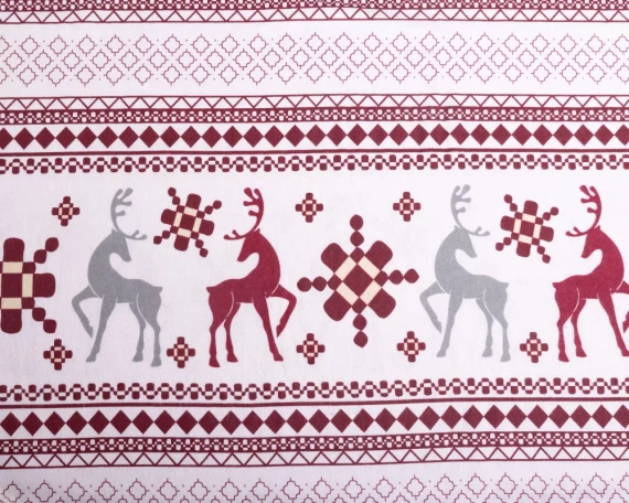 Pościel flanelowa świąteczna renifery F-89A Matex czerwony