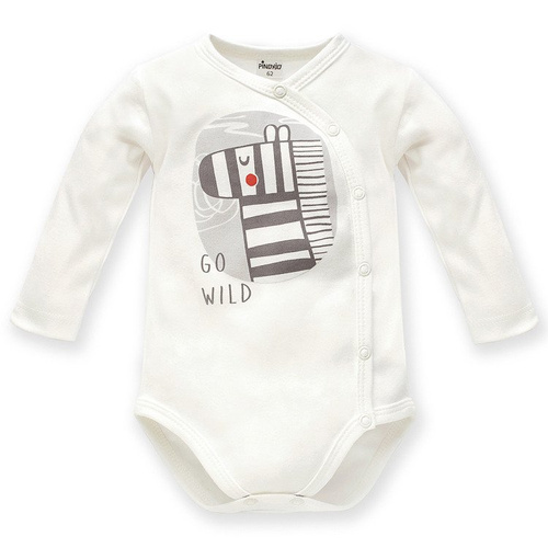 Body rozpinane z długim rękawem "WILD ANIMALS" - ecru szary