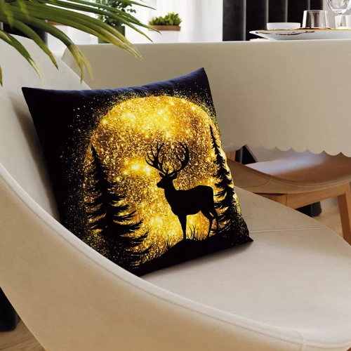 Poszewka świąteczna Brokatowy jelonek Markizeta czarny