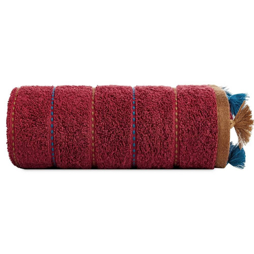 Ręcznik bawełniany z frędzlami Morocco Eurofirany bordowy