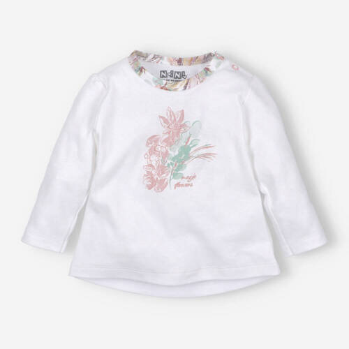 Bluzka z bawełny organicznej Magic Flowers Nini-biała