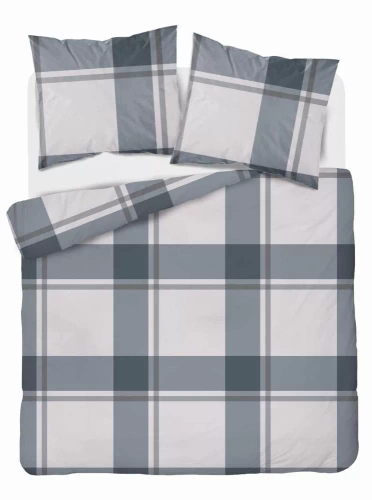 Pościel satynowa kratka 5218 A Detexpol szary 
