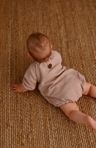 Body muślinowe niemowlęce długi rękaw Powder Pink Makaszka | Bawełna 100%