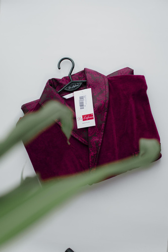 De Lafense Noble 866 – męski szlafrok welurowy z bawełny, krótszy fason