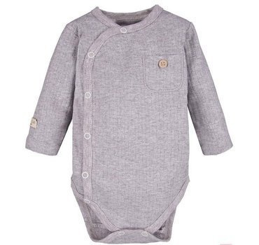 Body długi rękaw rozpinane z kieszonką "Simply Comfy" Ewa Klucze- szary melanż