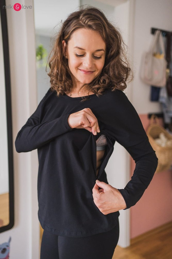 Bluzka ciążowa i do karmienia z rękawem Two Ways Milk&Love herbal rose