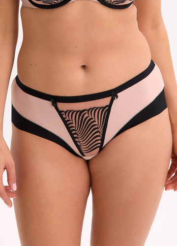 Damskie figi Gaia Ivana GFP 1327 – komfortowe, koronkowe, czarno-różowe