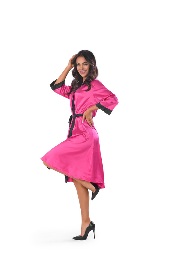 Szlafrok Damski Peniuar Magenta Long Robe Anais