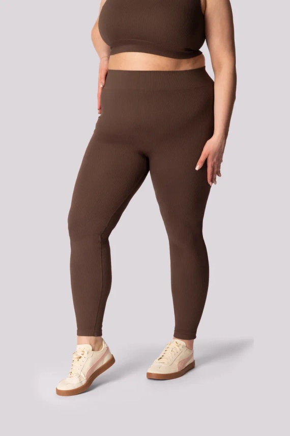 Legginsy damskie prążek Ribbed Mona caffe