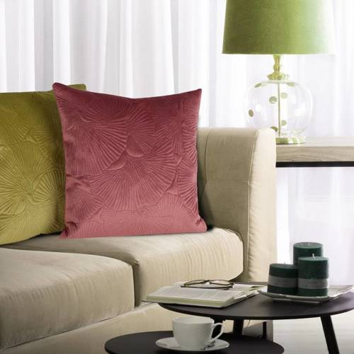 Poszewka dekoracyjna Welwet z wytłaczanym wzorem Eurofirany ciemnoróżowy