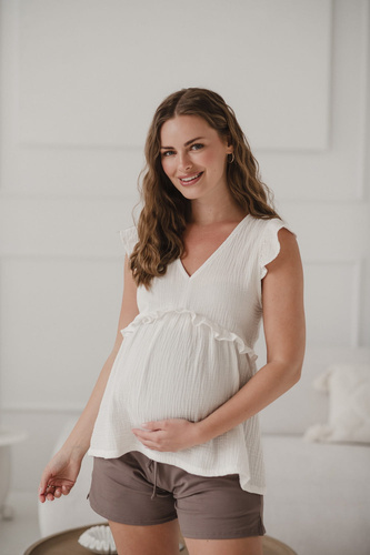 Bluzka ciążowa i do karmienia Milky Butterfly z bawełny Milk&Love kremowy