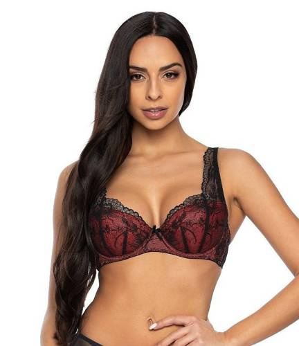 Biustonosz Usztywniany Full Cup M-3530/22 Percy  Mat tczarny czerwony