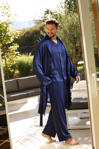 Szlafrok męski Lukas Dkaren - granatowy