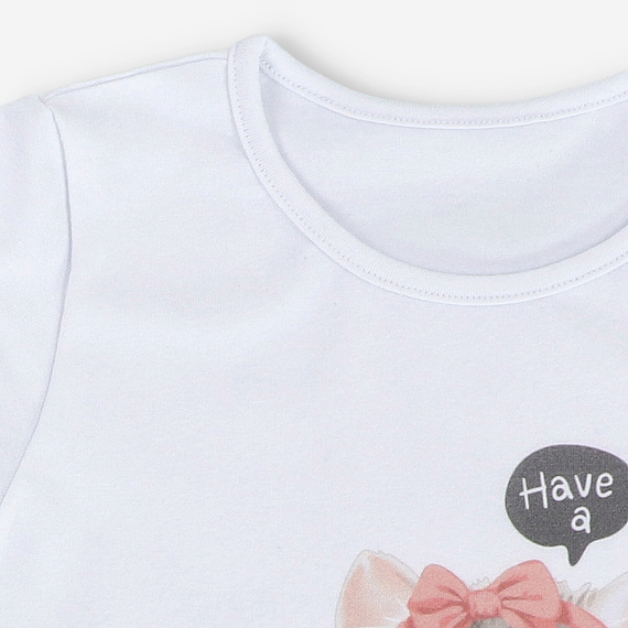 T-shirt dziewczęcy z krótkim rękawem KAR-4008/BIA Lagarto Verde biały