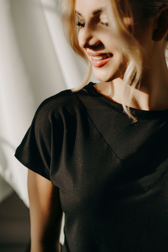 Bluzka damska bambusowa Cora Teyli - czarny