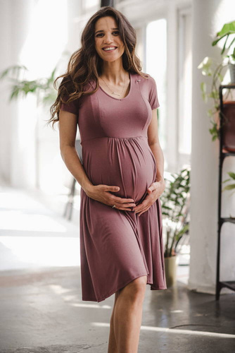 Sukienka ciążowa i do karmienia Mommy Chic Milk&Love rose brown