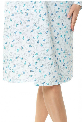 Koszula nocna 86565 Anna z rozpinanym dekoltem Mewa biały-turkus 