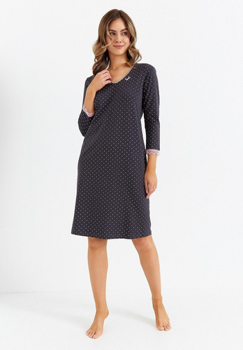 Cana 482 koszula nocna grafitowa – bawełniana, damska, z rękawem 3/4