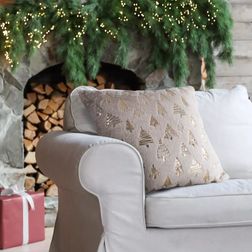 Chp 193 Świąteczna poszewka Eurofirany z motywem złotej choinki – stylowa dekoracja świąteczna