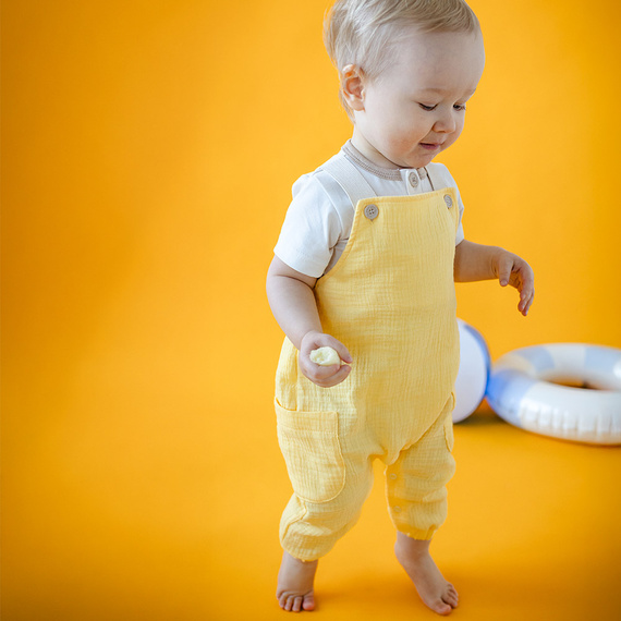 Ogrodniczki muślinowe Elephant Eevi - żółty