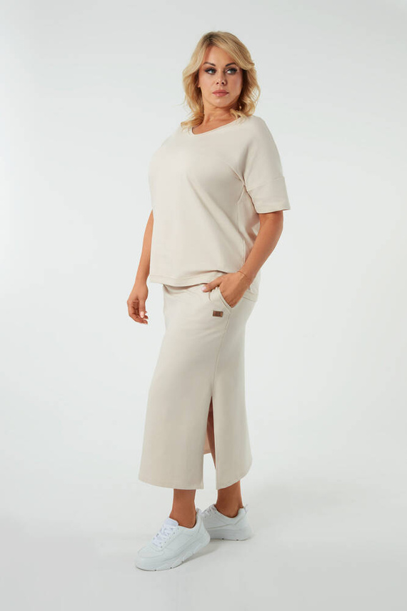 Spódnica damska maxi Stella Italian Fashion - beżowy