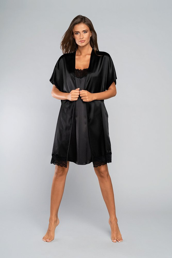 Szlafrok krótki rękaw Dotyk Italian Fashion - czarny