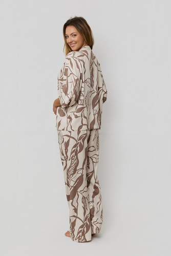 Oceane PS75 Mefemi – piżama damska wiskozowa w grochy, długi rękaw