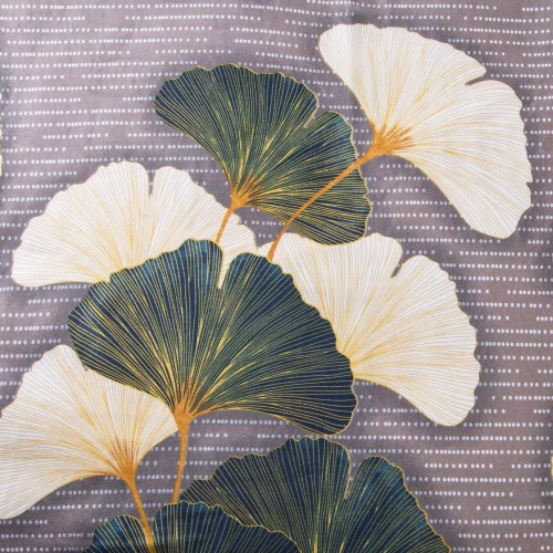 31510/2 Darymex Flanelove beżowa zielona liście miłorzębu– komplet pościeli flanelowej, 100% bawełna, ciepła i przytulna