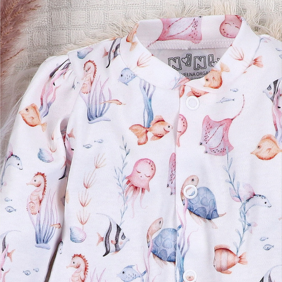 Nini Kaftanik Underwater World – organiczna bawełna, dla niemowląt, z napami