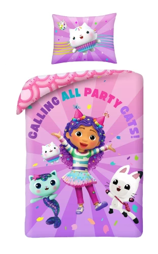 Halantex pościel dziecięca Koci Domek Gabi – różowa, bajkowy komplet