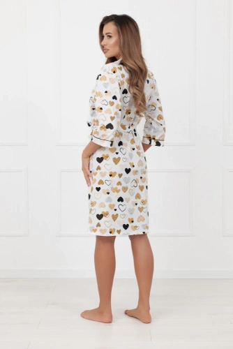 Szlafrok damski Soreno Italian Fashion – bawełna, rękaw 3/4, pasek
