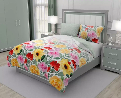 Pościel bawełniana Elegant 022 kwiaty Faro kolorowa 
