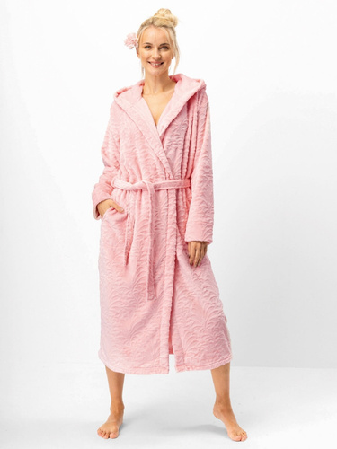 Szlafrok damski Key LGL 565 z kapturem – miękka dzianina Velvet Super Soft