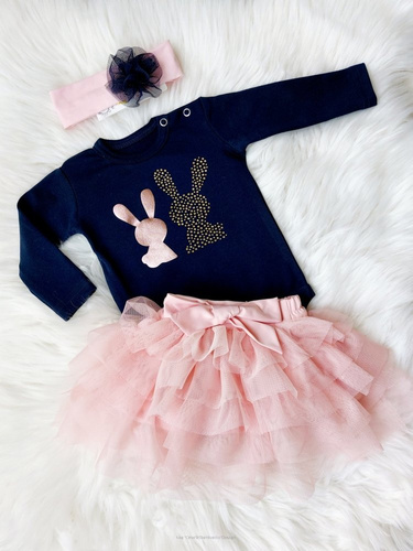 Body z długim rękawem Króliczki Bambarillo granatowy