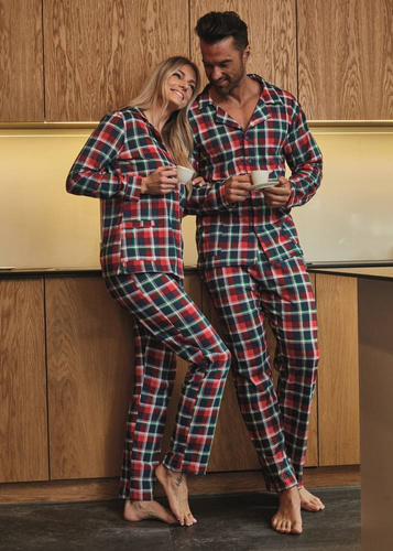 Cornette Piżama damska rozpinana 482/369 Roxy - granatowy-czerwony