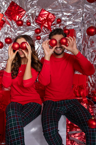 Piżama Damska długi rękaw, długie spodnie Foggia Italian Fashion - czerwony/druk 