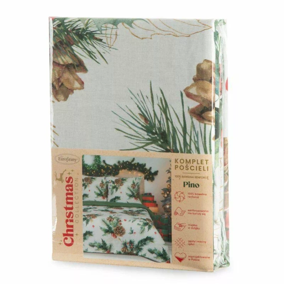 Pościel świąteczna stroiki Pino Eurofirany biały/zielony