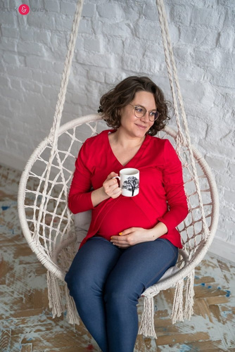 Bluzka ciążowa i do karmienia długi rękaw Buzzy Bee Milk&Love czerwona